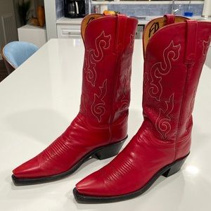 Red Leather Cowgirl boots Lucchese 1883 Sz 8.5B